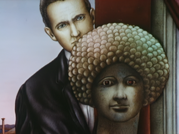 deux personnages d'une peinture de Michèle Teysseyre, court-métrage Repas du Soir au Bord de la Mer